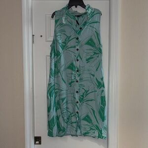 Green Floral Sleeveless Dress